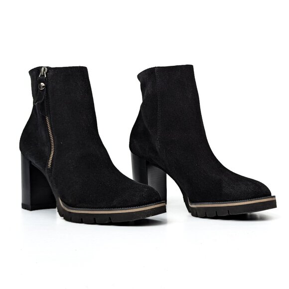 Paul Green Women Sloane Western Black Suede Heeled Zip Boots size 9.5 US AUS 7 - Picture 1 of 9